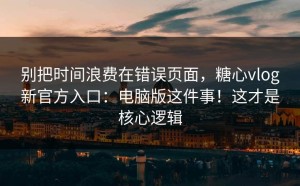别把时间浪费在错误页面，糖心vlog新官方入口：电脑版这件事！这才是核心逻辑