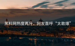 黑料网热度再升，网友直呼“太敢爆”