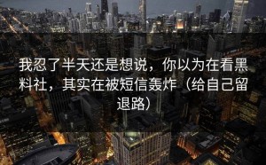 我忍了半天还是想说，你以为在看黑料社，其实在被短信轰炸（给自己留退路）