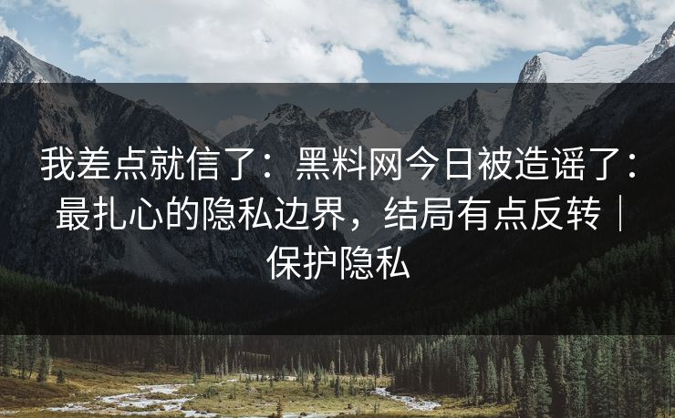 我差点就信了：黑料网今日被造谣了：最扎心的隐私边界，结局有点反转｜保护隐私