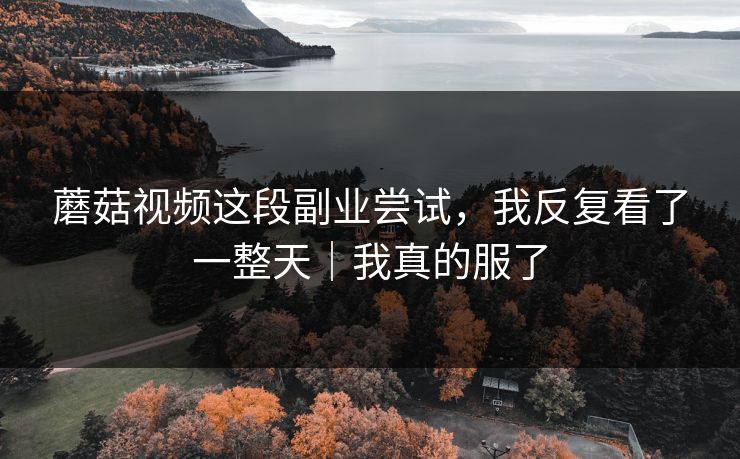 蘑菇视频这段副业尝试，我反复看了一整天｜我真的服了